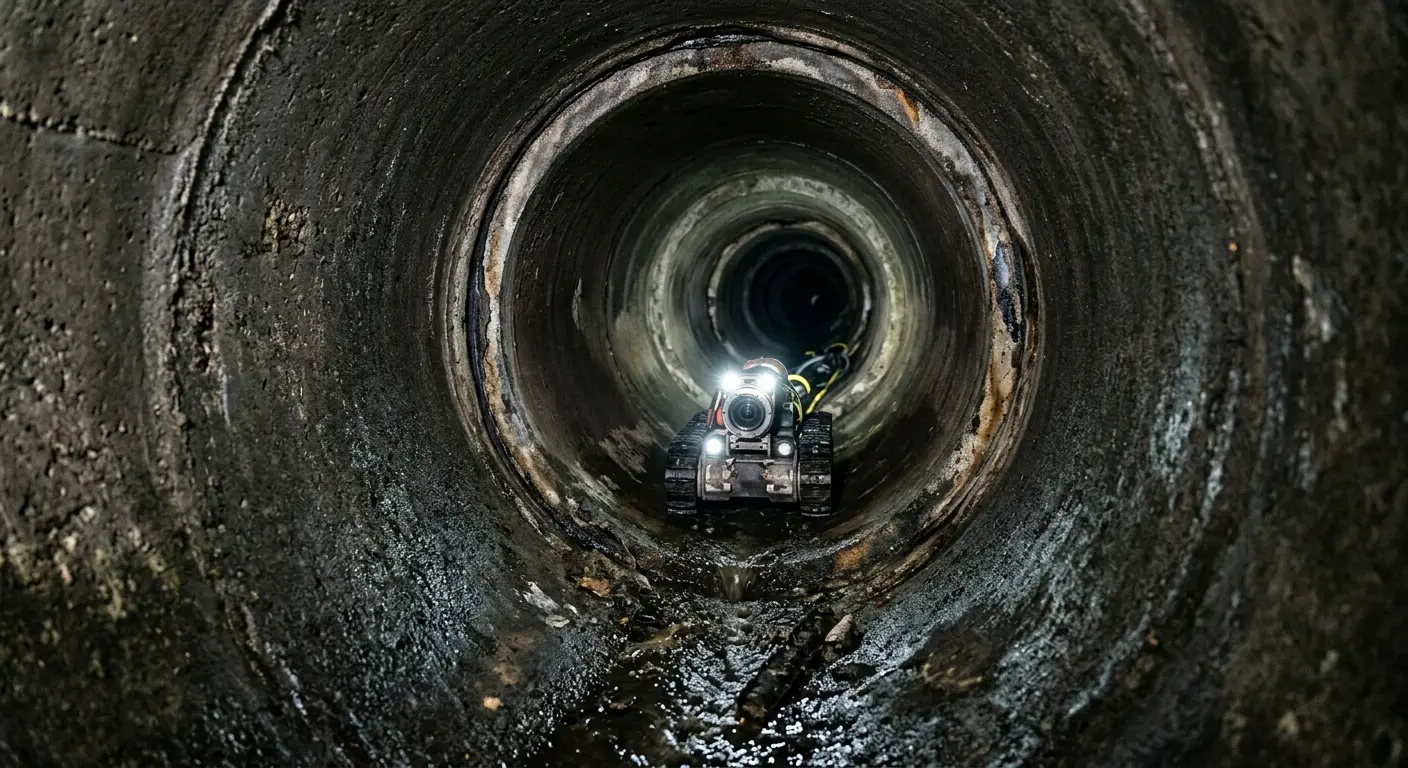 Robotic sewer camera inspecting pipe interior for Sewer Line Repair in Claremont